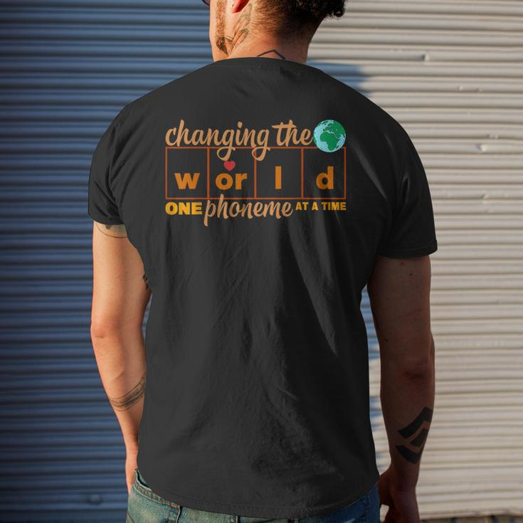 Changing World One Phoneme At A Time Science Of Reading Mens Back Print T-shirt Gifts for Him