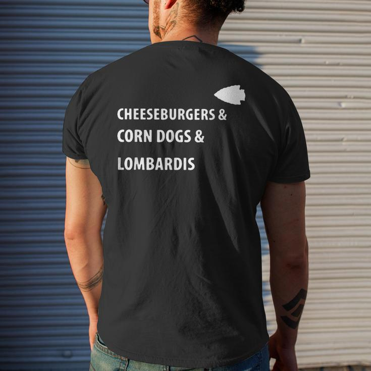 Cheeseburgers Corn Dogs Lombardis Mens Back Print T-shirt Gifts for Him