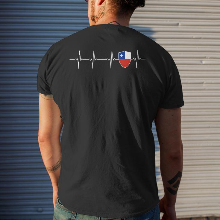 Chile Heart Chileno Heartbeat Ekg Pulse Chilean Flag Pride Mens Back Print T-shirt Gifts for Him