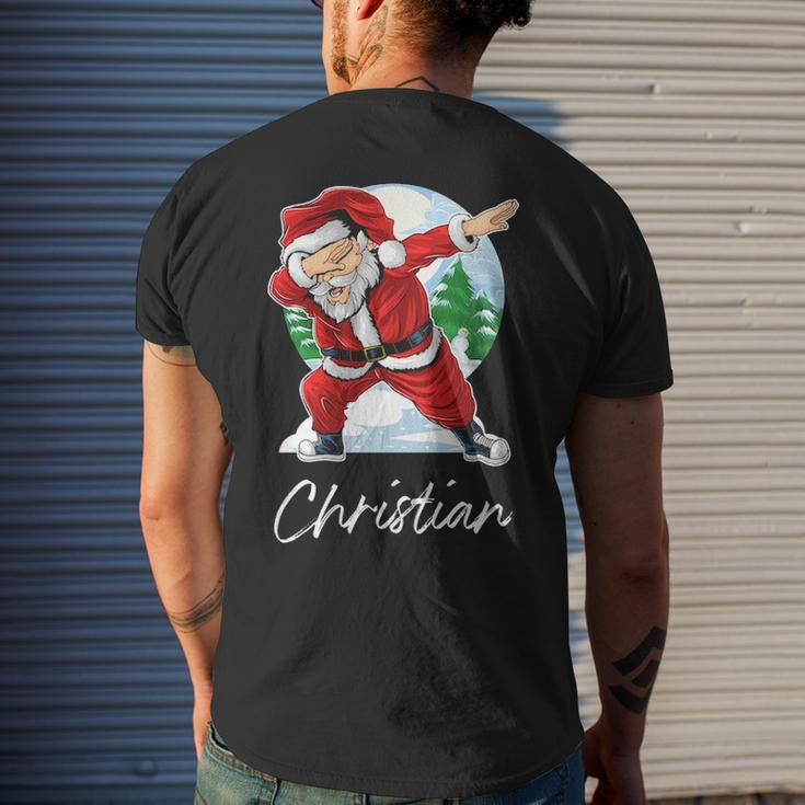 Christian Name Gift Santa Christian Mens Back Print T-shirt Gifts for Him