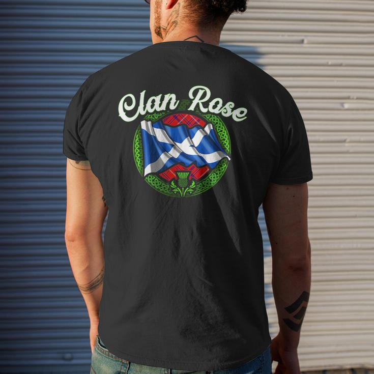 Clan Rose Tartan Scottish Last Name Scotland Flag Funny Last Name Designs Funny Gifts Mens Back Print T-shirt Gifts for Him