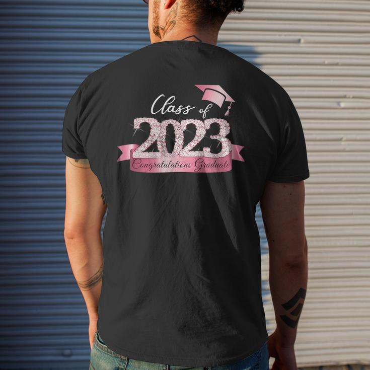 Class Of 2023 Congratulations Graduate Pink Black Outfit Mens Back Print T-shirt Gifts for Him