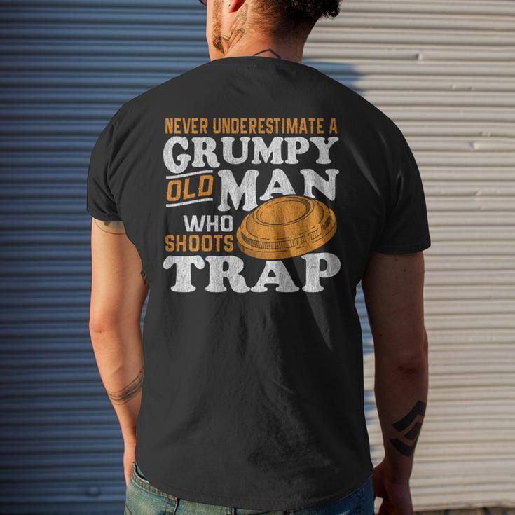 Clay Target Shooting Never Underestimate Grumpy Old Man Trap Mens Back Print T-shirt Gifts for Him