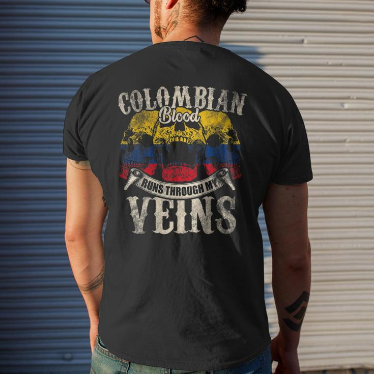 Colombian Blood Runs Through My Veins Men's T-shirt Back Print Gifts for Him