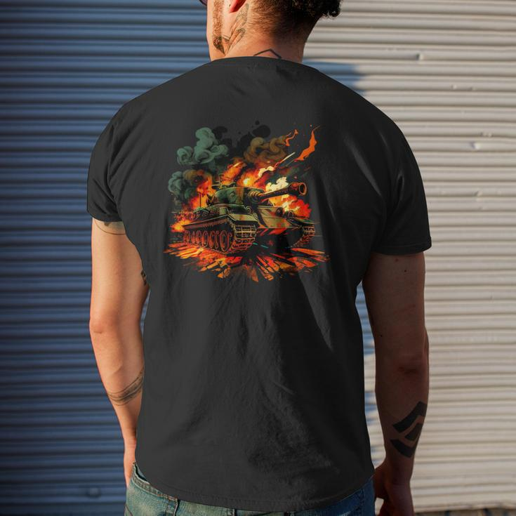 Cool Tank On Flames For Military Tank Lovers Mens Back Print T-shirt Gifts for Him