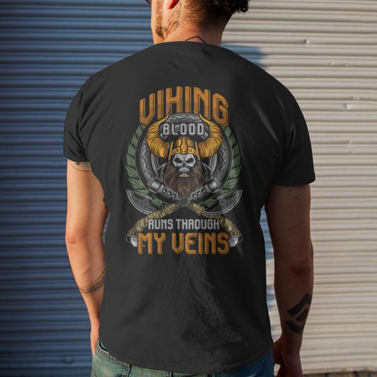 Cool Viking Blood Runs Through My Veins Men's T-shirt Back Print Gifts for Him
