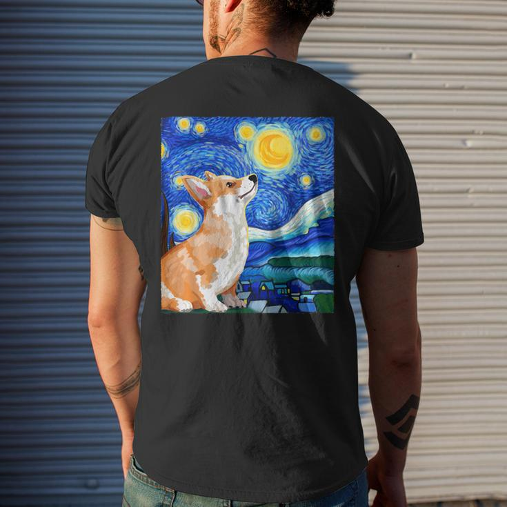 Corgi Starry Night Art Dog Art Corgi Owner Corgi Men's T-shirt Back Print Gifts for Him