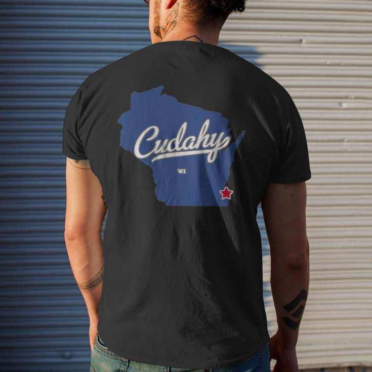 Cudahy Wisconsin Wi Map Men's T-shirt Back Print Gifts for Him