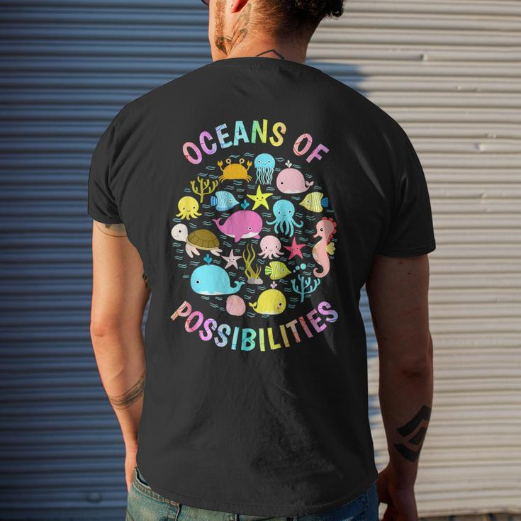 Cute Oceans Of Possibilities Summer Reading Sea Creatures Mens Back Print T-shirt Gifts for Him