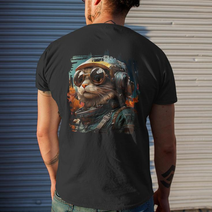 Cymric Cat Armadillo Helmet Sunglasses Men's T-shirt Back Print Gifts for Him