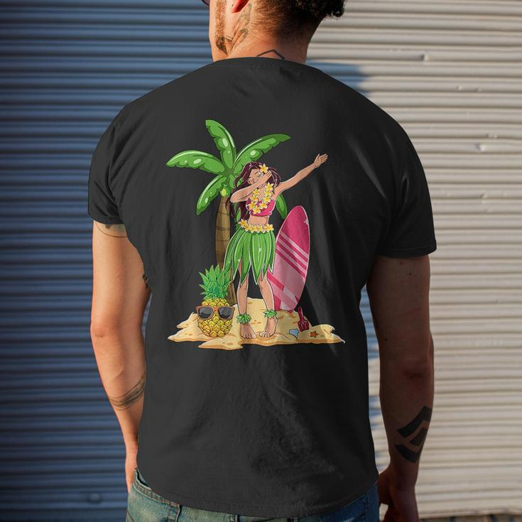 Dabbing Hawaiian Girl Summer Vacation Hawaii Pineapple Palm Mens Back Print T-shirt Gifts for Him