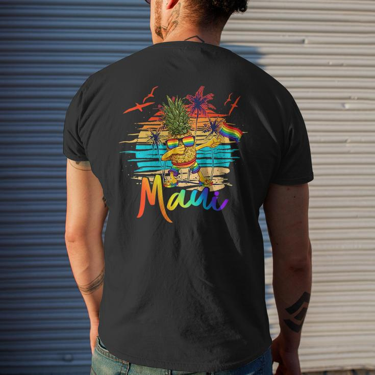 Dabbing Pineapple Gay Pride Lgbt Maui Hawaii Summer 2022 Mens Back Print T-shirt Gifts for Him