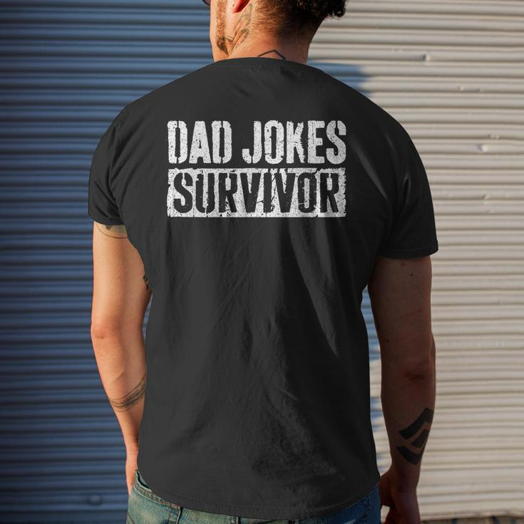 Dad Jokes Survivor Fathers Day Mens Back Print T-shirt Gifts for Him