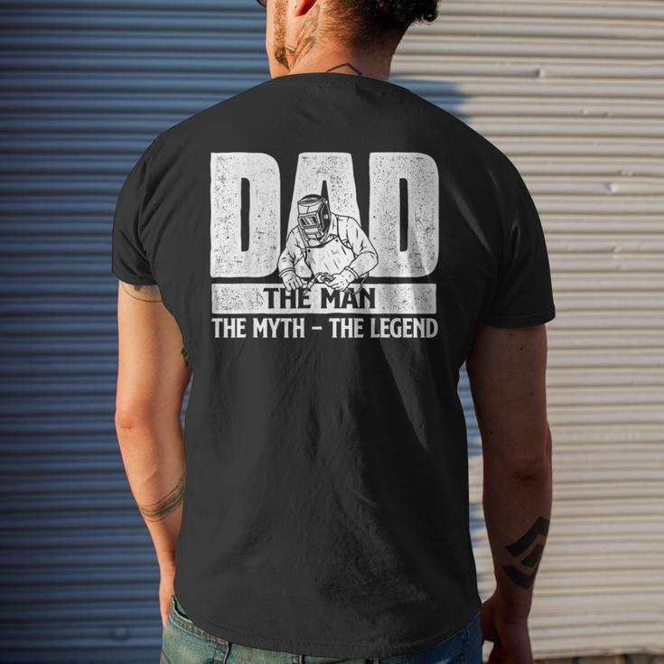 Dad Man Myth Legend - Welder Iron Worker Metalworking Weld Mens Back Print T-shirt Gifts for Him
