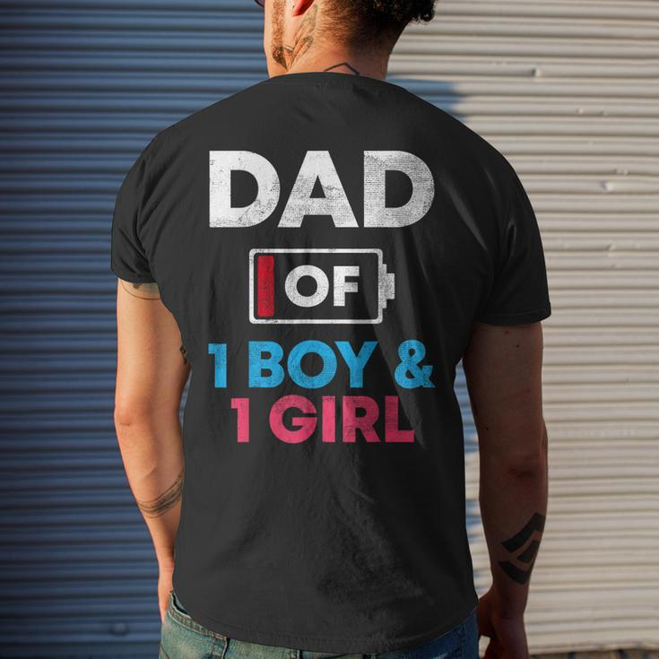 Dad Of 1 Boy And 1 Girl Battery Low Daddy Fathers Day Gift Mens Back Print T-shirt Gifts for Him