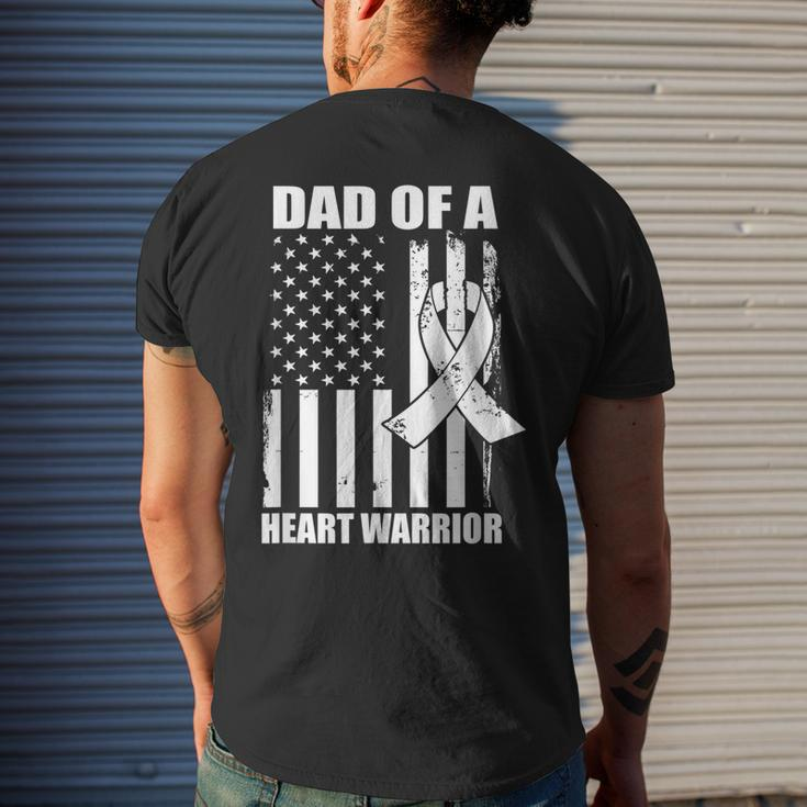 Dad Of A Heart Warrior Heart Disease Awareness Mens Back Print T-shirt Gifts for Him
