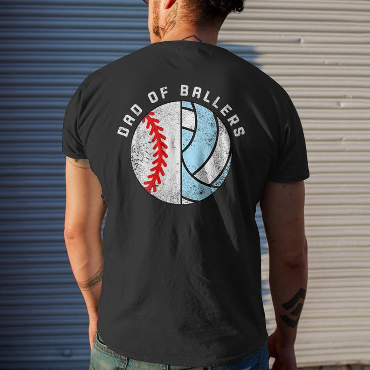 Dad Of Ballers Funny Baseball Volleyball Dad Daddy Papa Mens Back Print T-shirt Gifts for Him