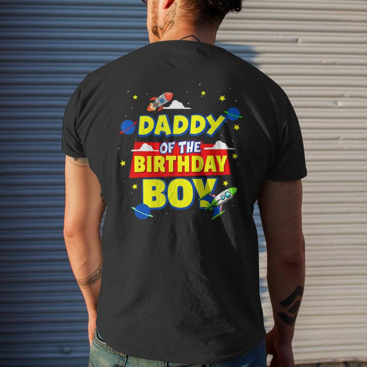 Daddy Of The Birthday Astronaut Boy Outer Space Theme Party Mens Back Print T-shirt Gifts for Him