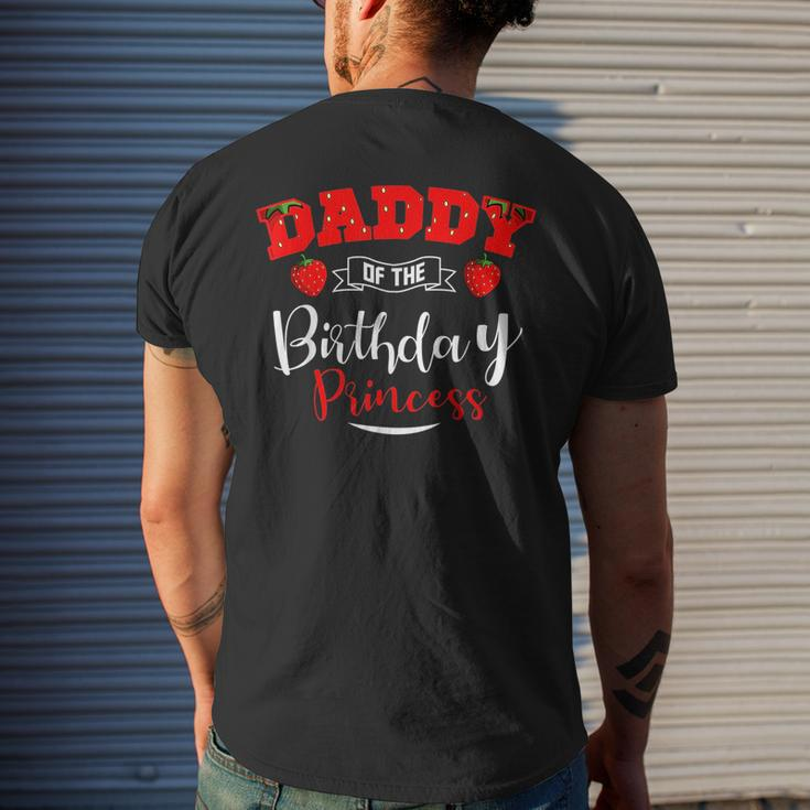 Daddy Of The Birthday Princess Strawberry Theme Bday Party Mens Back Print T-shirt Gifts for Him