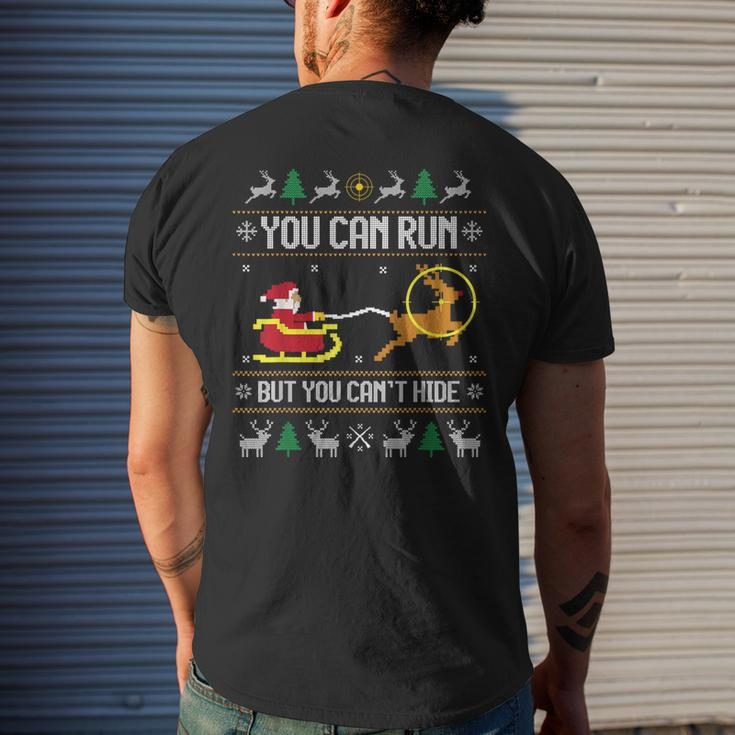 Deer Hunting Santa Hunter Ugly Christmas Sweater Men's T-shirt Back Print Gifts for Him