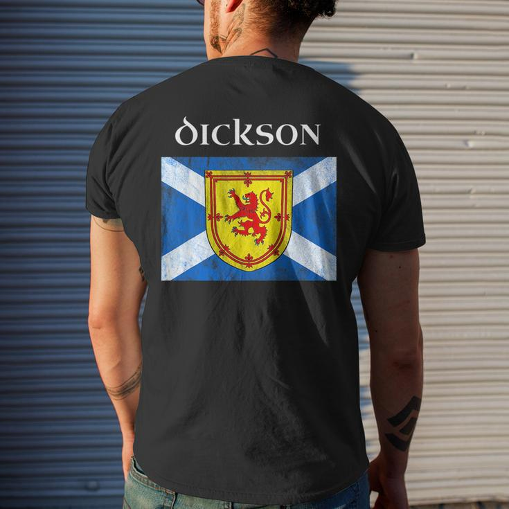 Dickson Scottish Clan Name Gift Scotland Flag Festival Mens Back Print T-shirt Gifts for Him