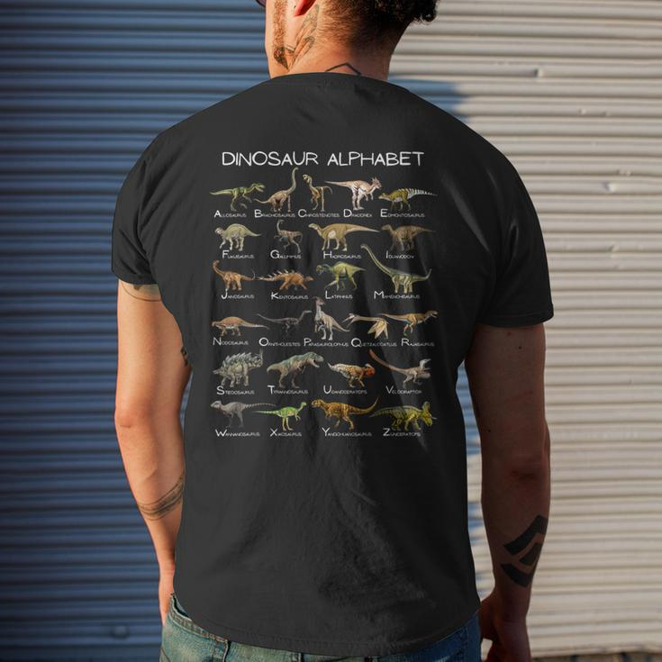 Dinosaur Alphabet Abc Dino Paleontology Educational Men's T-shirt Back Print Gifts for Him