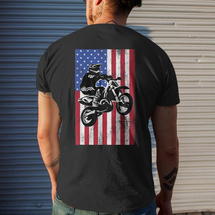Dirt Bike American Flag Motocross Biker For 4Th Of July Usa Mens Back Print T-shirt Gifts for Him