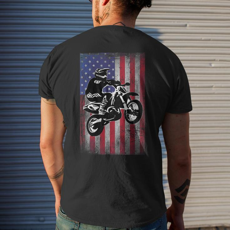 Dirt Bike American Flag Motocross Bikers Usa For 4Th Of July Mens Back Print T-shirt Gifts for Him