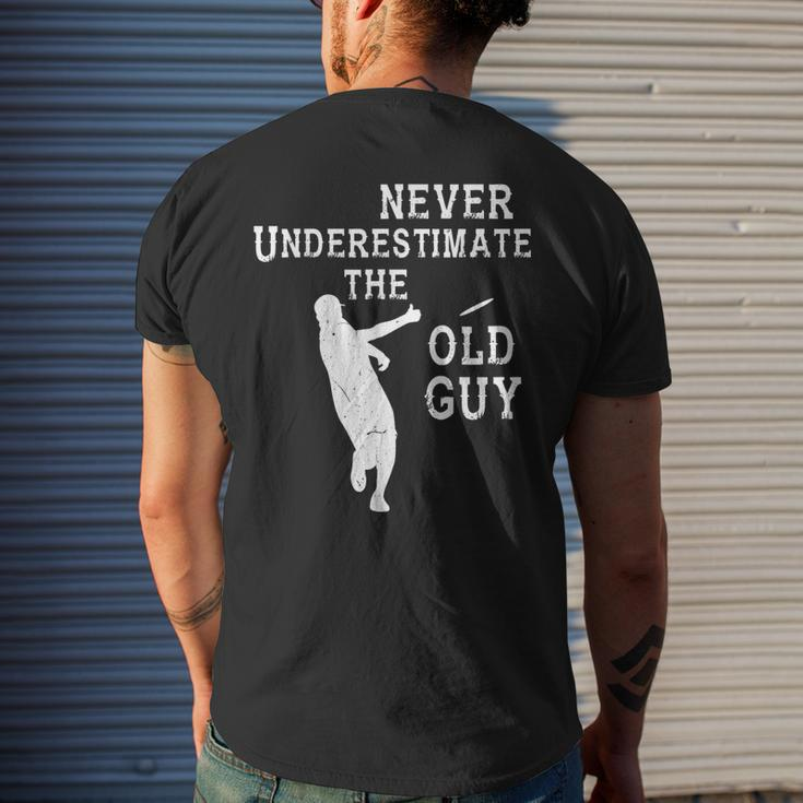 Disc Golf Never Underestimate The Old Guy Frolf Tree Golfing Men's T-shirt Back Print Gifts for Him