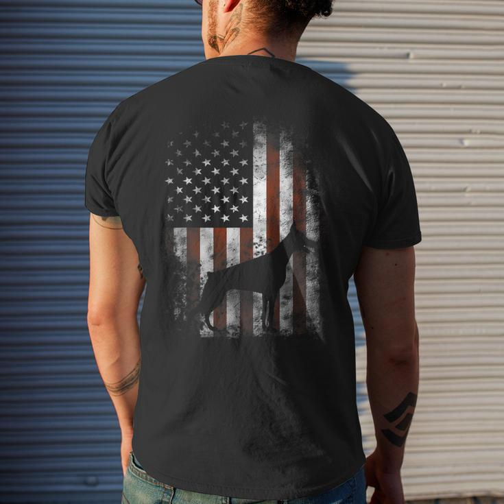 Doberman Pinscher American Flag Patriotic Men's T-shirt Back Print Gifts for Him