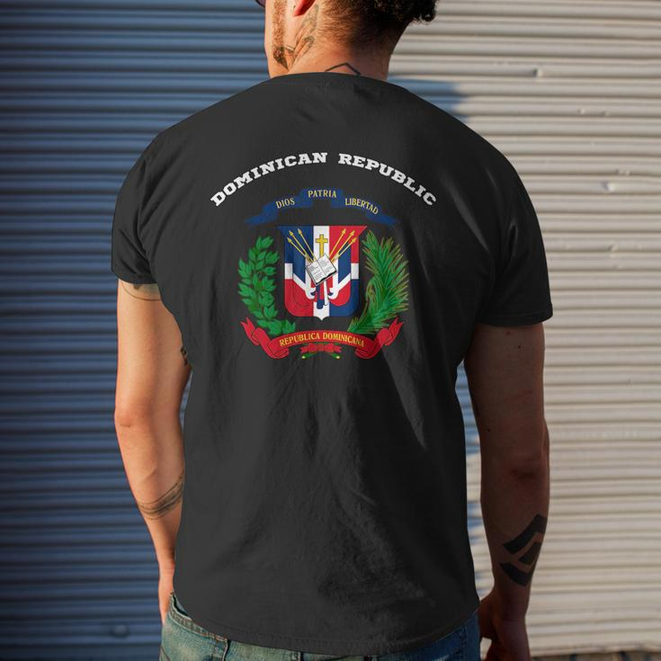 Dominican Republic Coat Of Arms Flag Souvenir Mens Back Print T-shirt Gifts for Him