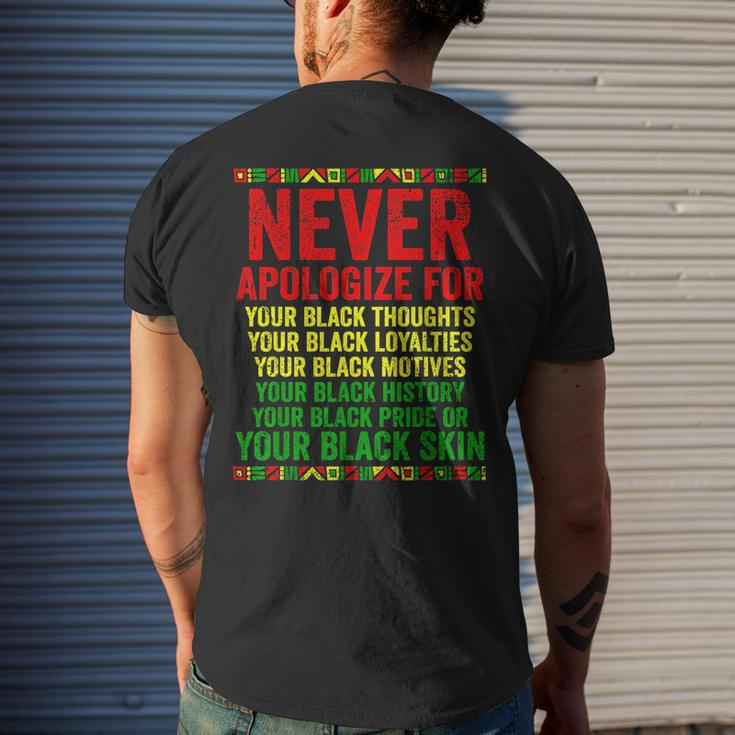 Dont Apologize For Your Blackness Junenth Black History Mens Back Print T-shirt Gifts for Him