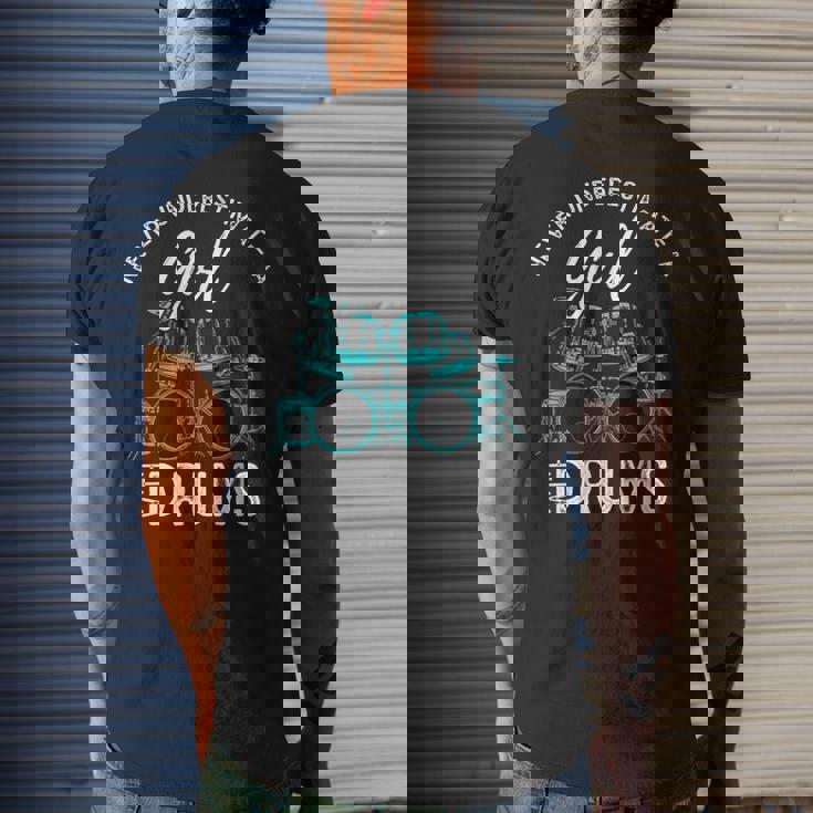 Drummer Girls Gift Never Underestimate A Girl With Drums Mens Back Print T-shirt Gifts for Him Drummer Girls Gift Never Underestimate A Girl With Drums Mens Back Print T-shirt Gifts for Him