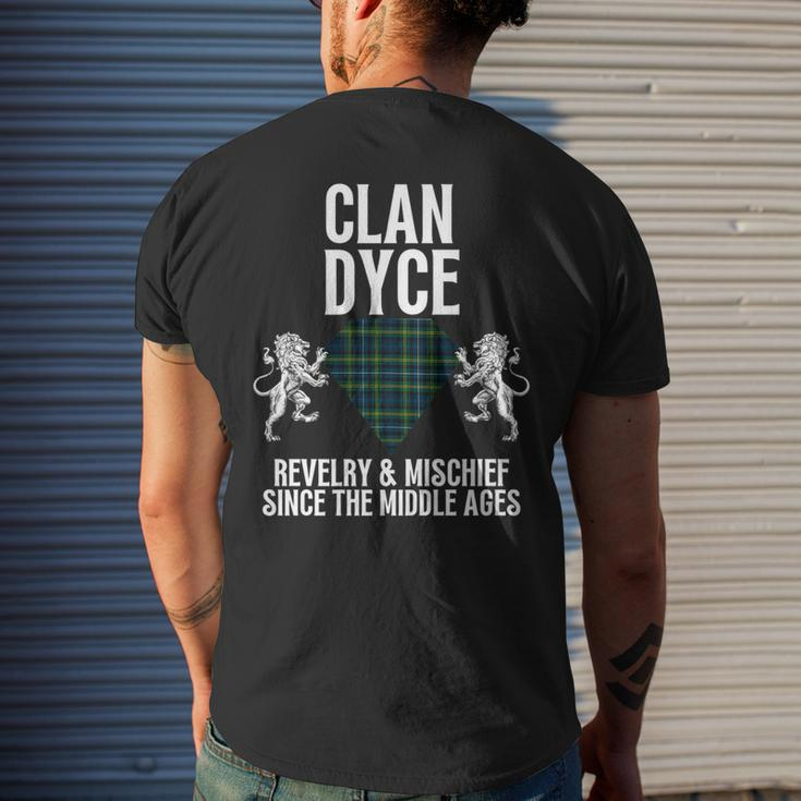 Dyce Clan Scottish Name Coat Of Arms Tartan Family Party Mens Back Print T-shirt Gifts for Him