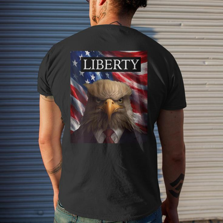 Eagle In A Suit American Flag - 4Th Of July Liberty Mens Back Print T-shirt Gifts for Him