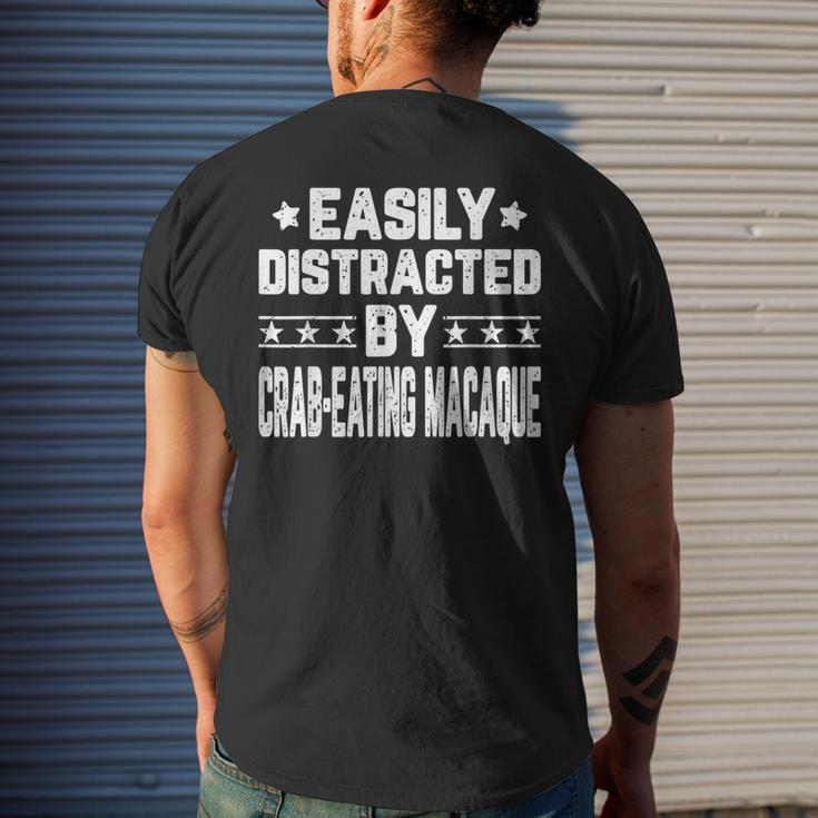 Easily Distracted By Crab-Eating Macaque Monkey Men's T-shirt Back Print Gifts for Him