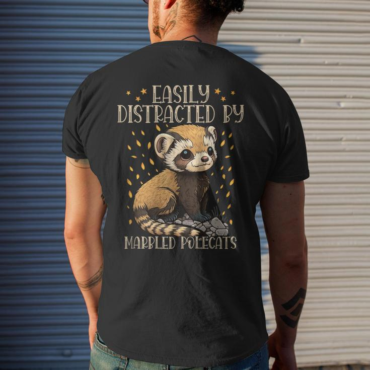 Easily Distracted By Marbled Polecats Cute European Mammal Men's T-shirt Back Print Gifts for Him