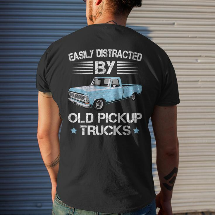 Easily Distracted By Old Pickup Trucks Trucker Men's T-shirt Back Print Gifts for Him
