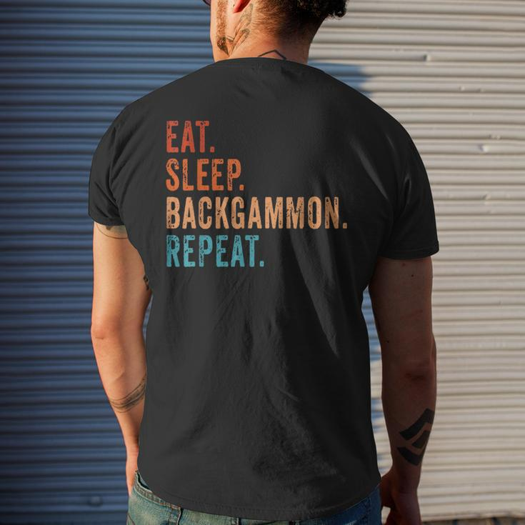 Eat Sleep Backgammon Repeat Board Game Players Fans Vintage Men's T-shirt Back Print Gifts for Him