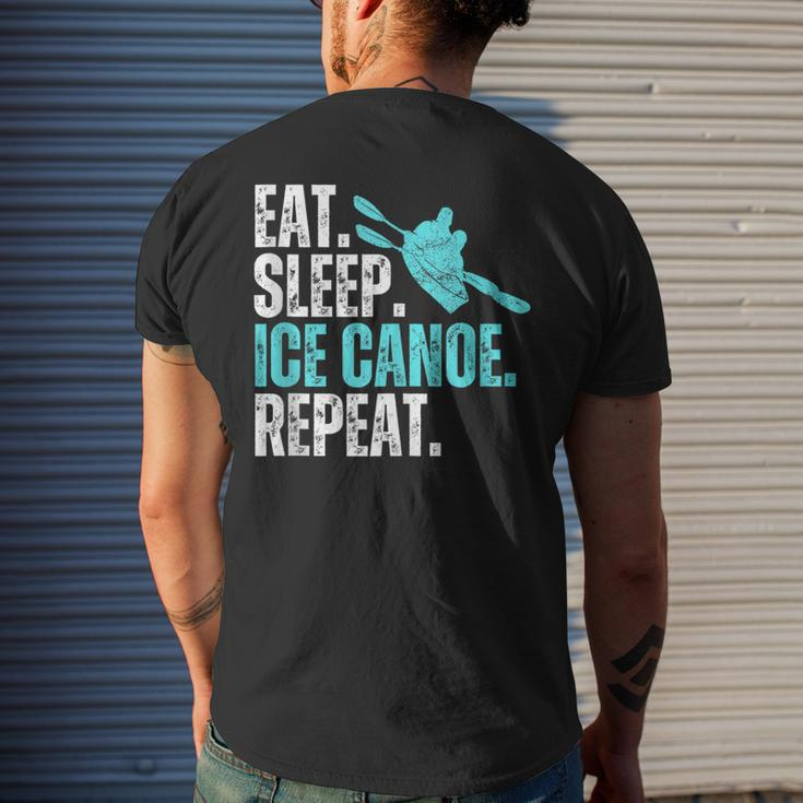 Eat Sleep Ice Canoe Repeat Ice Canoeing Winter Sport Men's T-shirt Back Print Gifts for Him