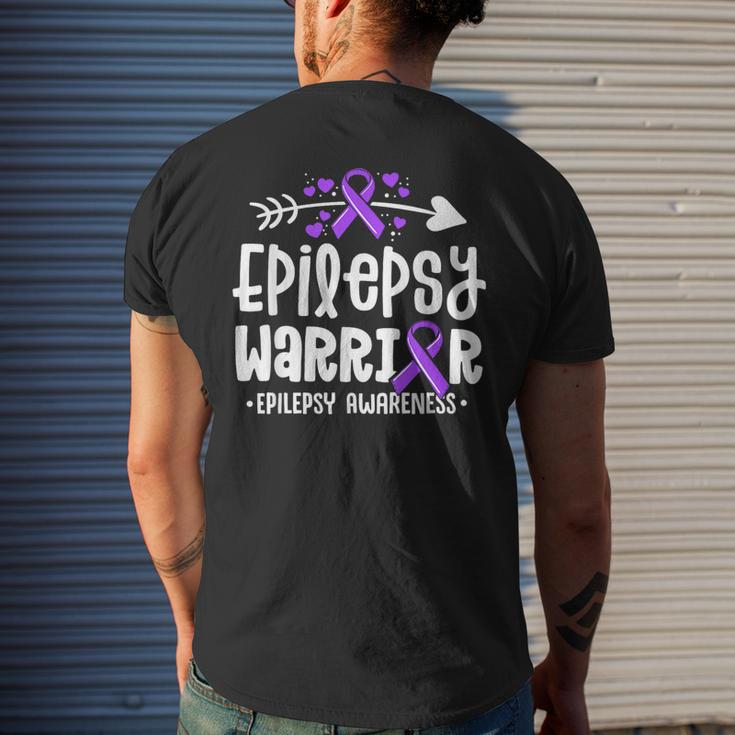 Epilepsy Warrior Ribbon Purple Epilepsy Awareness Support Mens Back Print T Shirt Mazezy