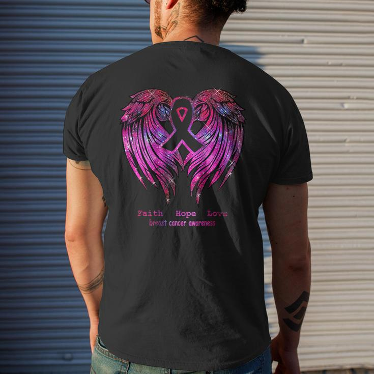 Faith Hope Love Wings Breast Cancer Awareness Back Men's T-shirt Back Print Gifts for Him