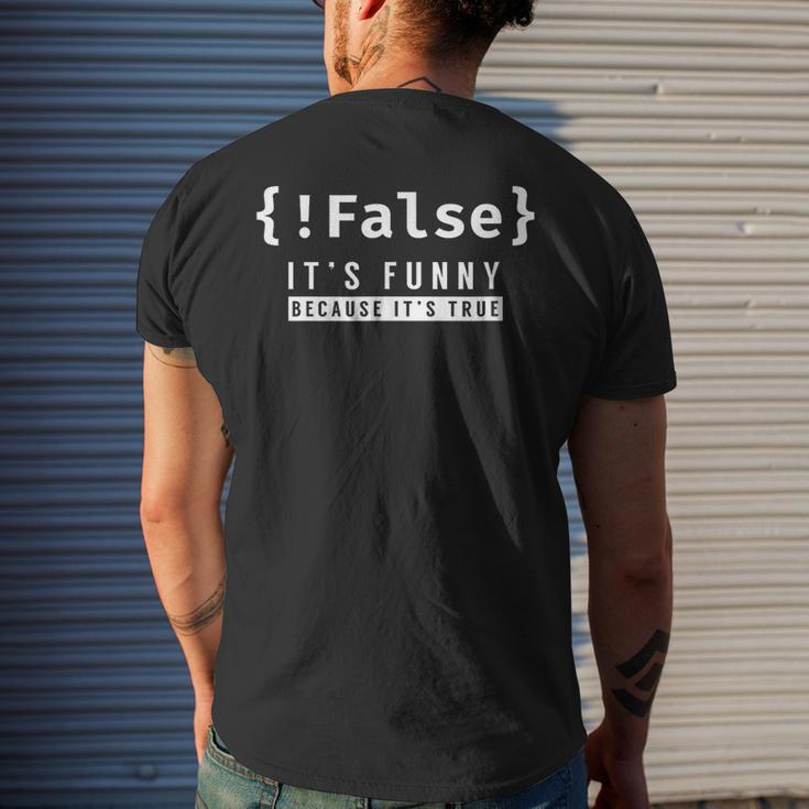 False Programmer Coding Code Coder Software Men's T-shirt Back Print ...