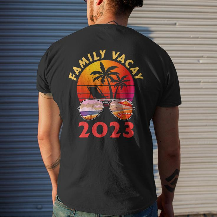 Family Vacay 2023 Retro Sunset Beach Trip Vacation Matching Mens Back Print T-shirt Gifts for Him