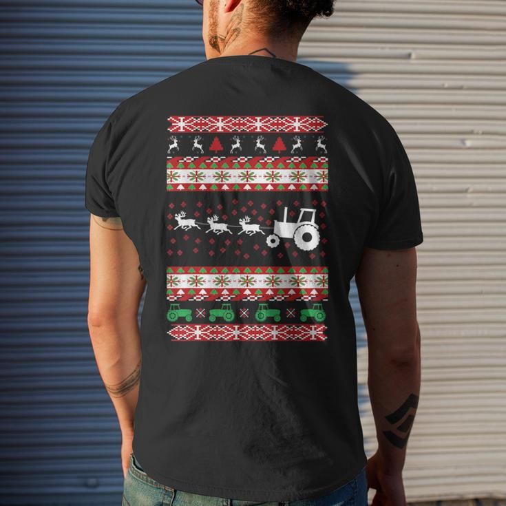 Farming Farmer Tractor Ugly Christmas Men's T-shirt Back Print Gifts for Him