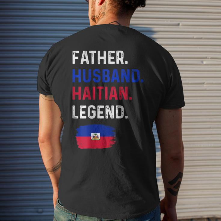 Father Husband Haitian Legend Proud Dad Haiti Flag Mens Back Print T-shirt Gifts for Him