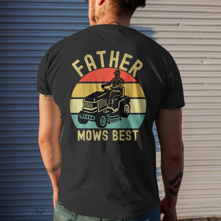 Father Mows Best Lawnmower Dad Men's Back Print T-shirt | Mazezy