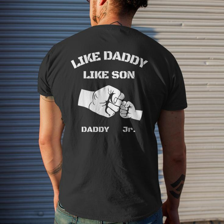 Father Son Fist Bump Matching Fathers Day Daddy Dad & Son Mens Back Print T-shirt Gifts for Him