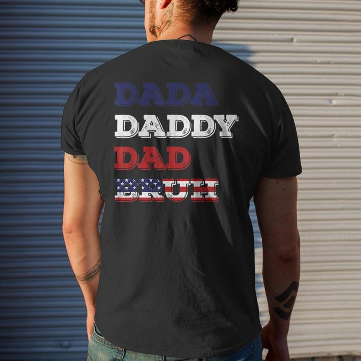 Fathers Day Dada Daddy Dad Bruh American Flag Men's Back Print T-shirt Gifts for Him