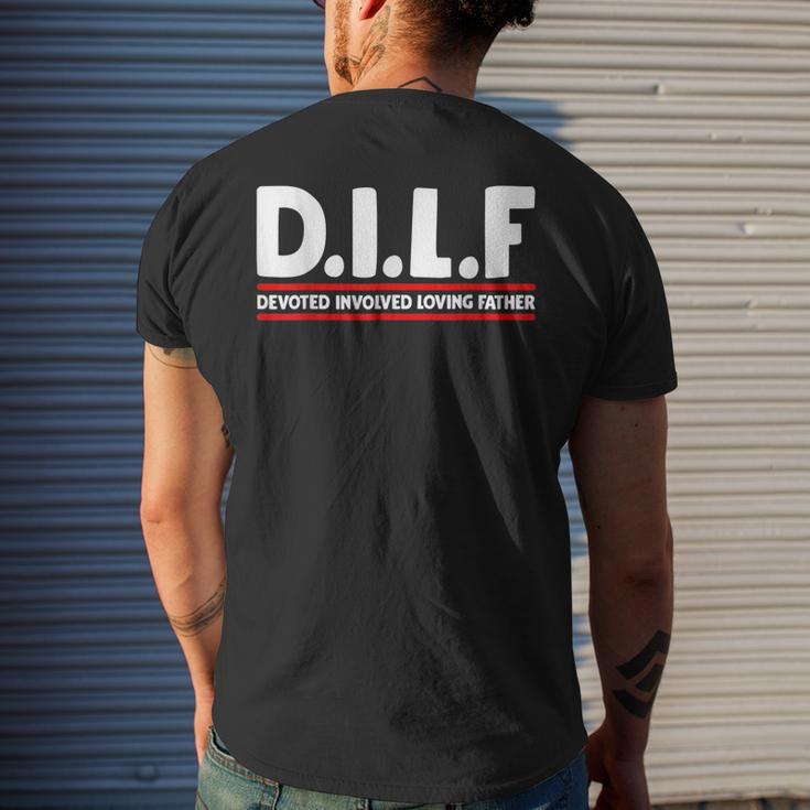 Fathers Day Dilf Devoted Involved Loving Father Men's Back Print T-shirt Gifts for Him